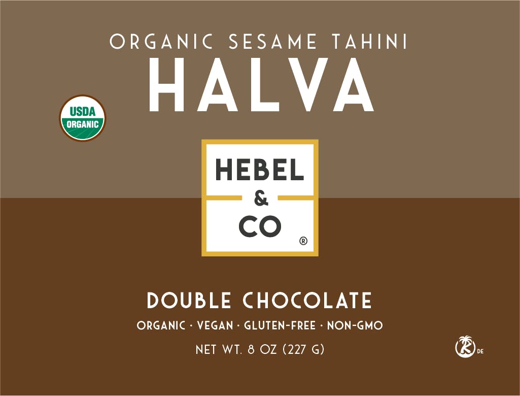 HEBEL & CO Double Chocolate Halva - 8 oz | USDA Organic Certified, Gluten Free, Vegan & Kosher Snack | Perfect for Dessert, Gift Giving & Healthy Treats