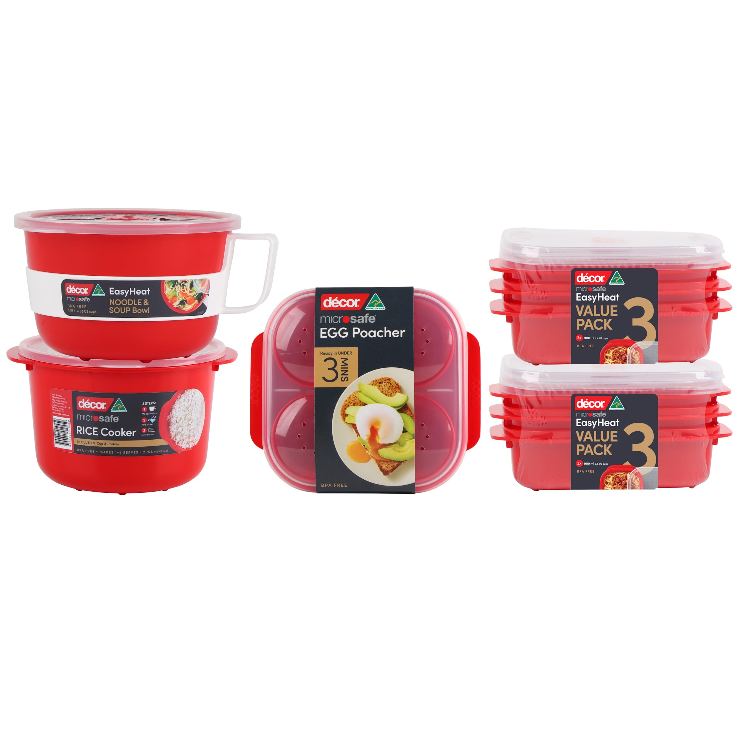 Microwave Safe Soup Bowl - 1.15L Red EasyHeat Bowl for Noodles, Porridge & Hot Meals | BPA-Free, Splash-Proof Design | Perfect for Office Lunch, Dorm Meals & Quick Home Cooking
