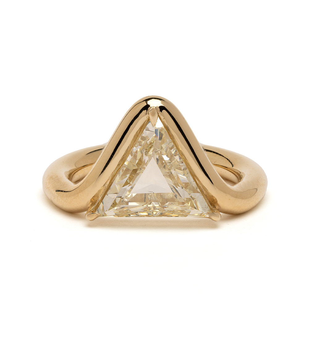 Aura Yellow Triangle Diamond Engagement Ring for Women – Unique Vintage Style Wedding Band, 14K Gold Plated Solitaire Promise Ring – Perfect for Proposals, Anniversaries & Special Occasions