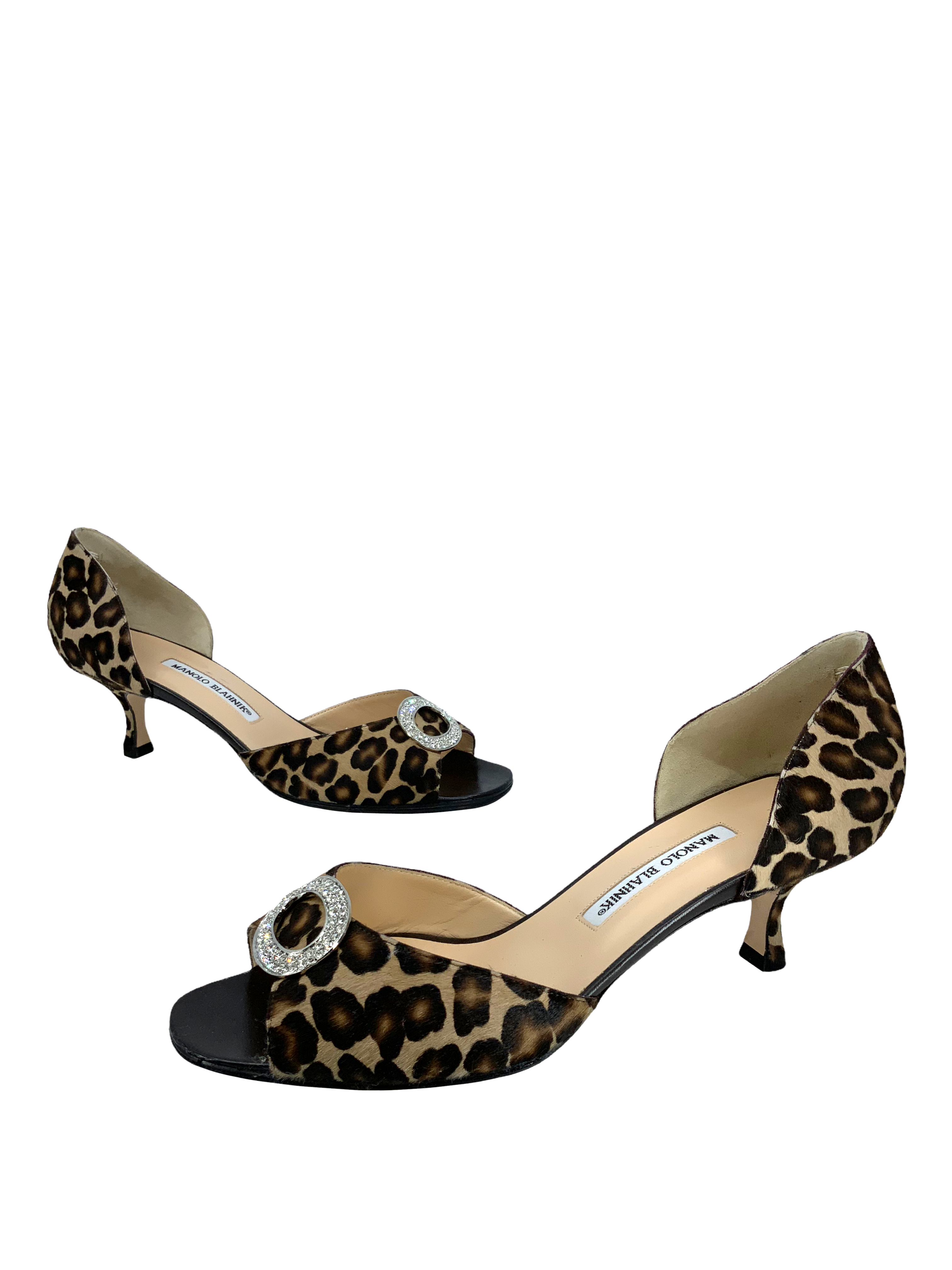 Manolo Blahnik Sedaraby Embellished Pony Hair d'Orsay Pumps - Women's Size 10.5 | Luxury Designer Heels for Evening Parties, Weddings & Special Occasions