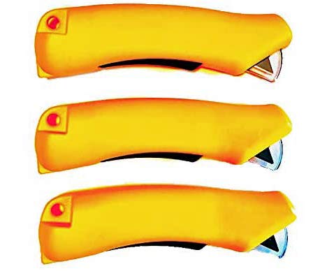 3-Pack X-Tra Safe Utility Knife - Heavy Duty Retractable Blades for Construction, Crafting & DIY Projects - Crew Safe & Ergonomic Design