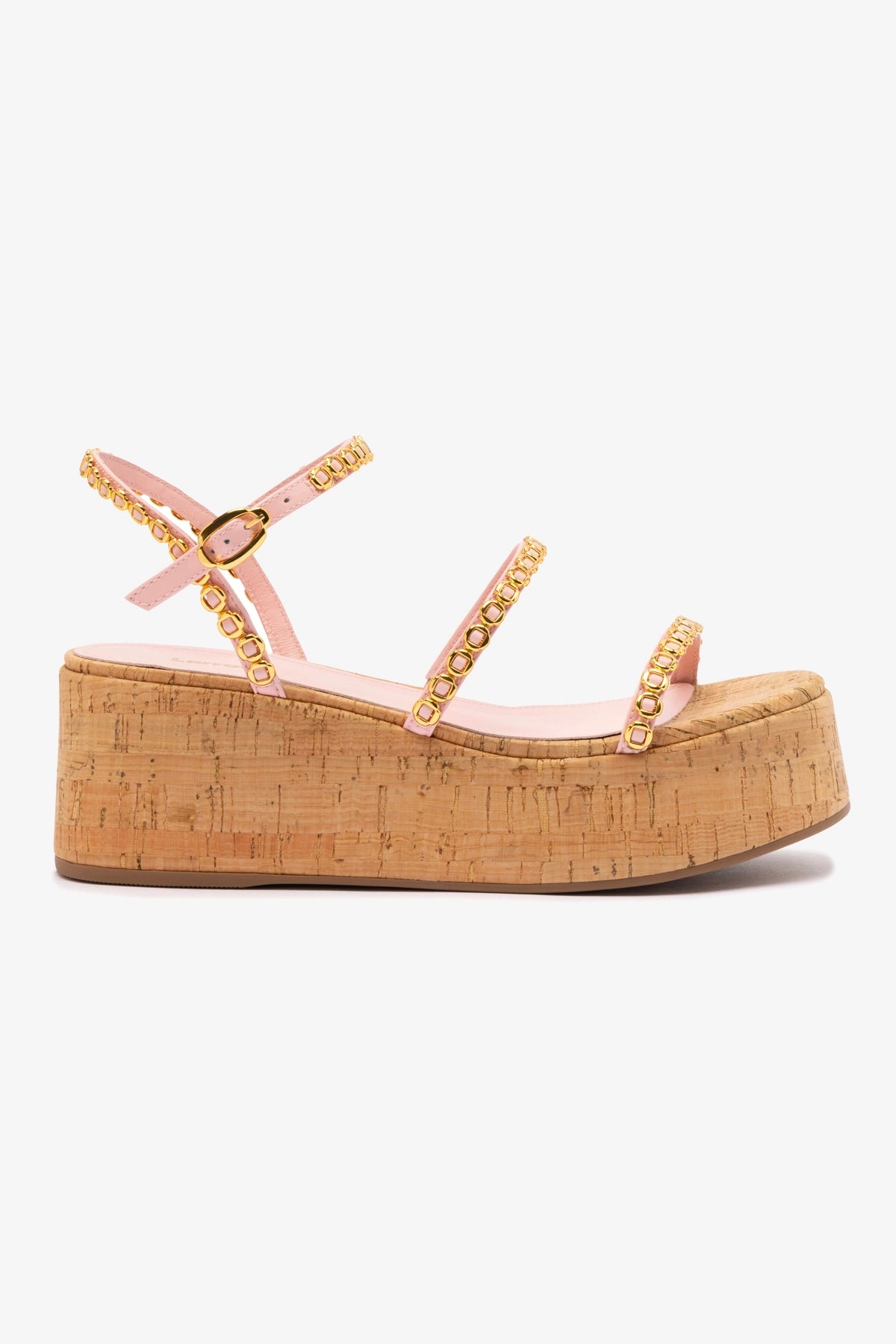 Gio Milanina Women's Flatform Sandals in Tulip Patent Leather & Natural Cork - Comfortable Summer Shoes for Beach, Vacation & Casual Outings