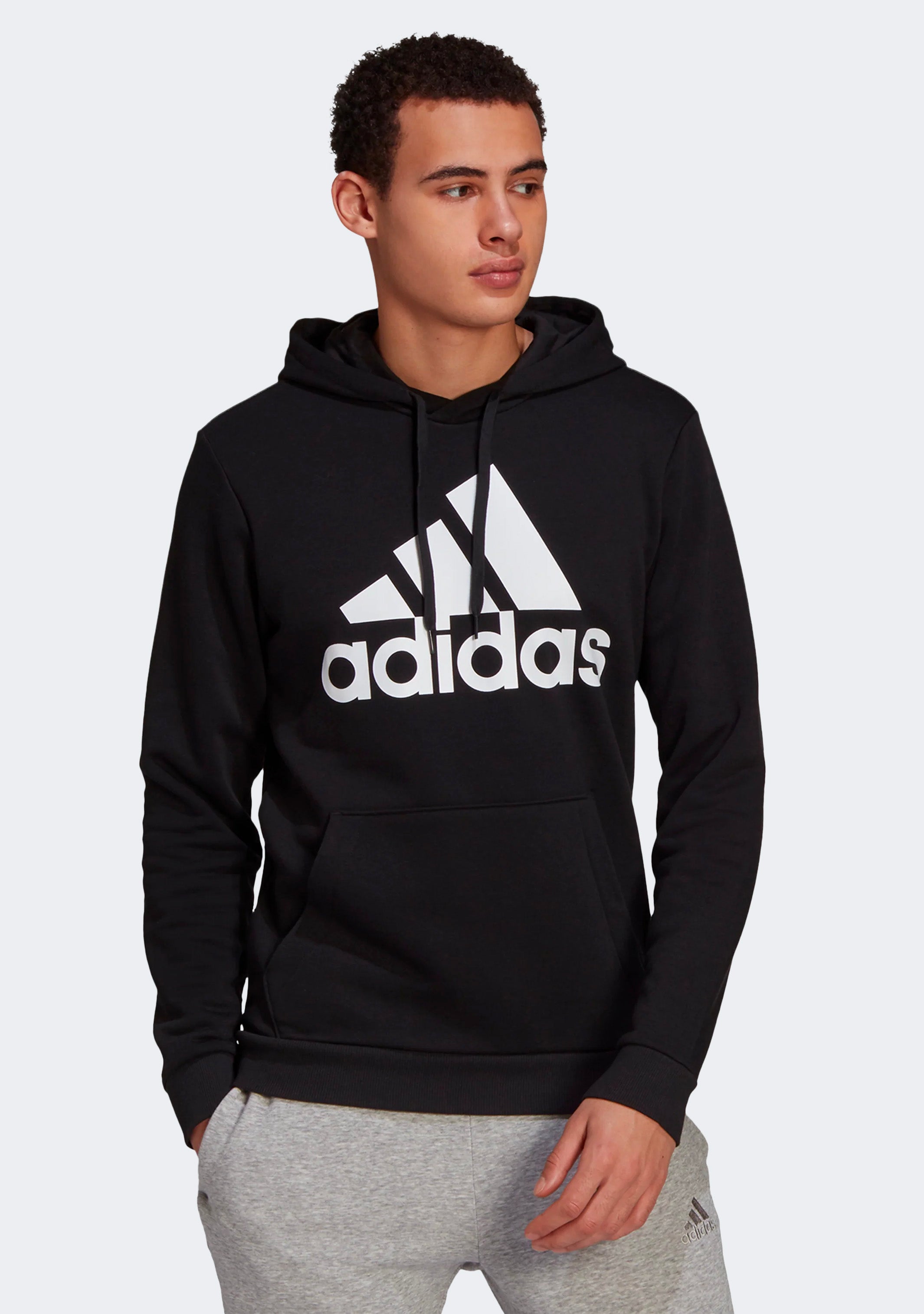 Adidas Men's Essentials Big Logo Fleece Hoodie - Warm Casual Pullover Sweatshirt for Gym, Running & Streetwear Fashion