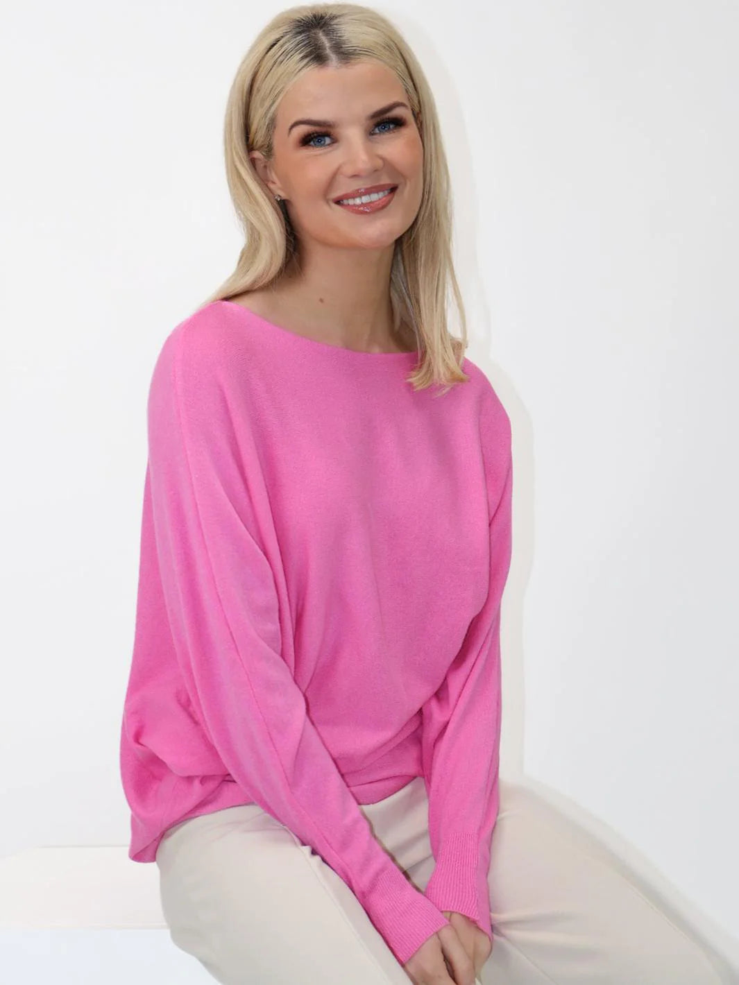 Elba Jumper Women's Pink Knit Sweater - Soft Comfortable Pullover for Fall & Winter - Perfect for Casual Outfits, Office Wear and Date Nights