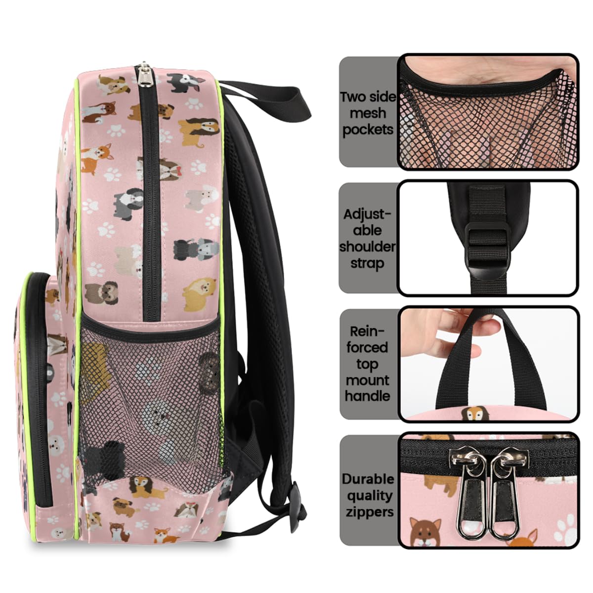**Pink Waterproof Dog Backpack for Girls & Kids – Cute Puppy Toddler Daypack for Preschool, Kindergarten & School – Adjustable Chest Strap, 14.2 Inch Bookbag – Perfect for Back to School, Travel & Outdoor Adventures**