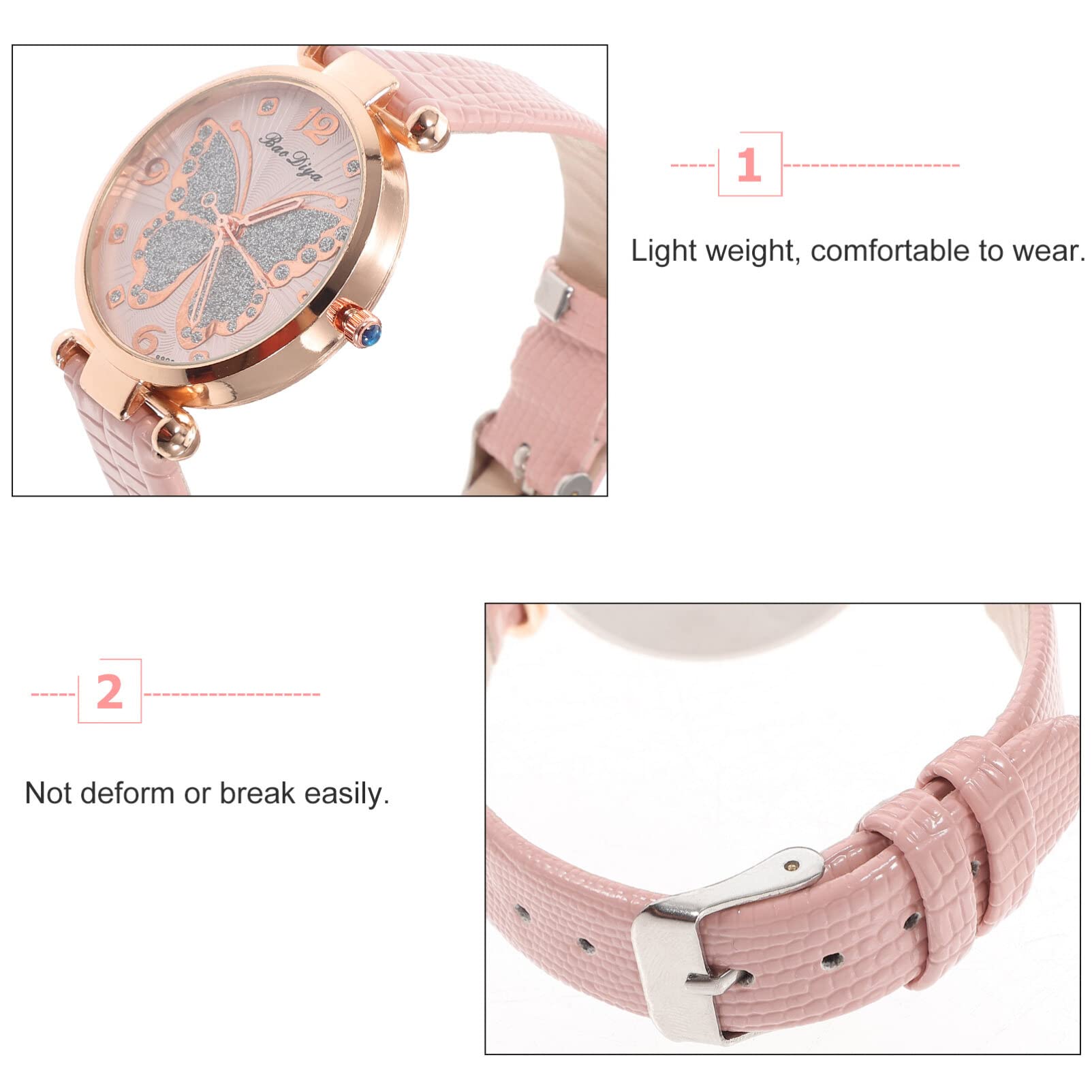 SOIMISS Rhinestone Butterfly Design Women's Watch - Elegant Casual & Simple Timepiece for Ladies | Perfect for Daily Wear, Office, Parties & Special Occasions