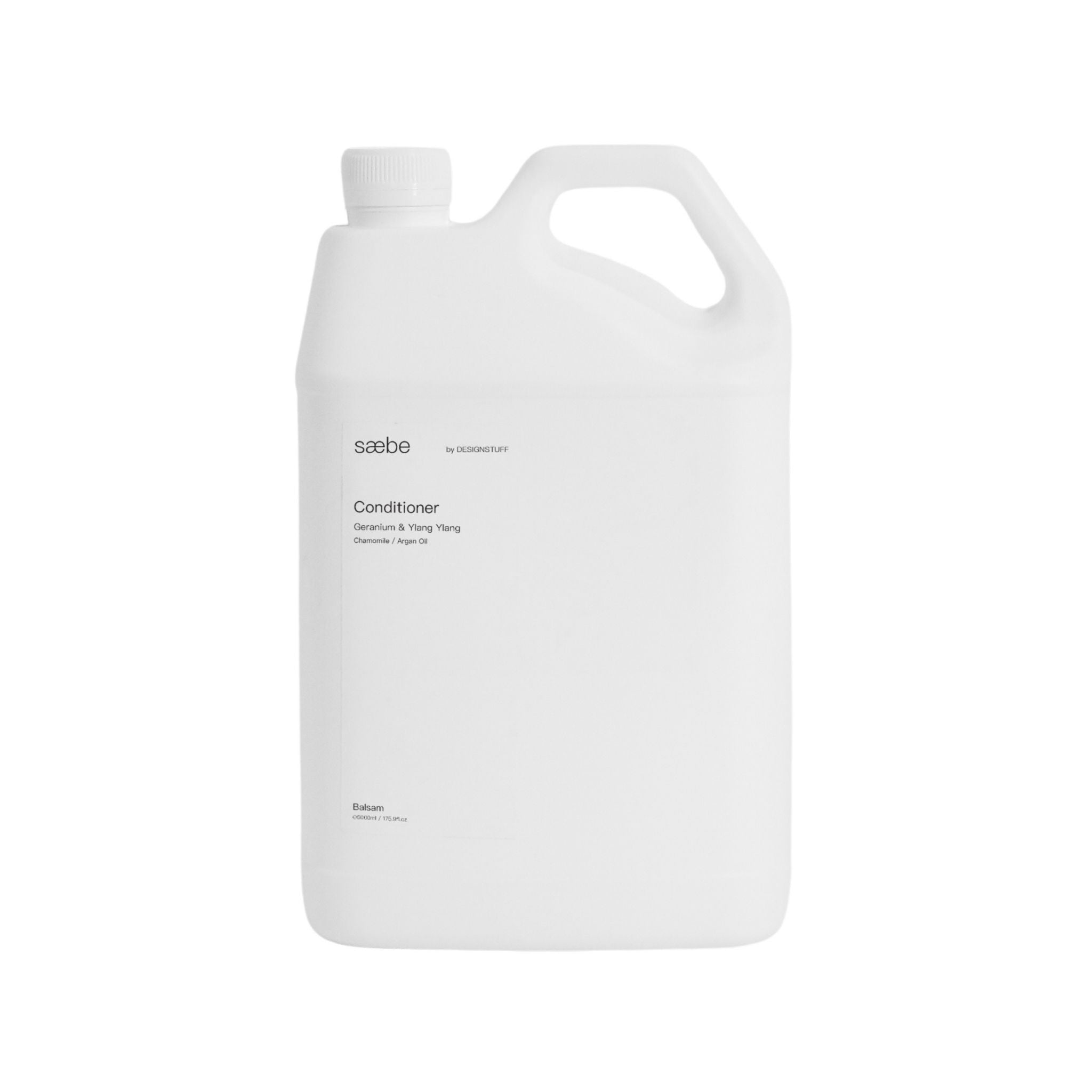 DESIGNSTUFF Saebe Conditioner Refill - Geranium & Ylang Ylang Scent, 5L Bottle for Salon & Home Hair Care, Hydrating & Nourishing Treatment for Dry & Damaged Hair