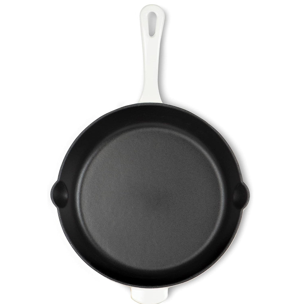 Cuisinart CI22 24PWHC 10-Inch (25cm) Pearl White Cast Iron Skillet - Perfect for Searing, Frying & Baking - Ideal for Stovetop, Oven & Outdoor Cooking