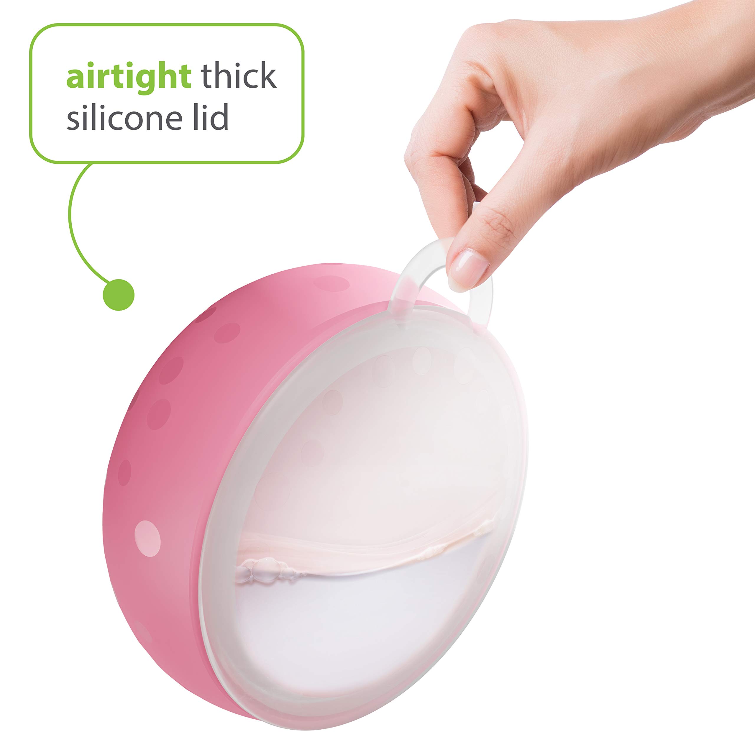 Bakerpan Silicone Toddler Feeding Bowl with Lid - BPA-Free, Non-Slip, Microwave & Dishwasher Safe Baby Bowl for Travel, Home & Daycare Use (Pink) - Perfect for Baby Food, Snacks & On-the-Go Meals