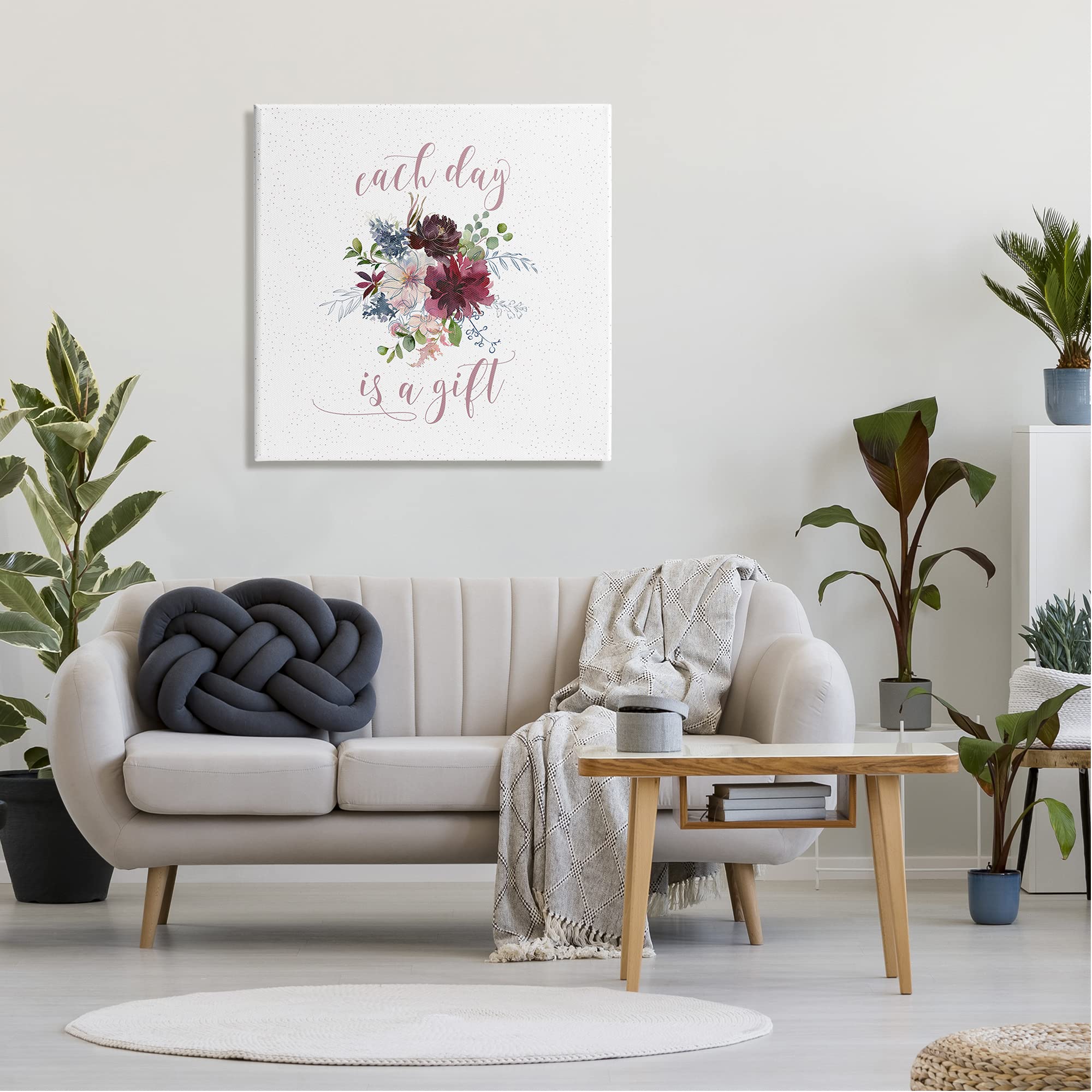 Stupell Industries Minimalist Floral Calligraphy Quote Wall Art - Inspirational Daily Gift Designed by Tara Moss - Perfect for Home Decor, Office, Bedroom & Living Room