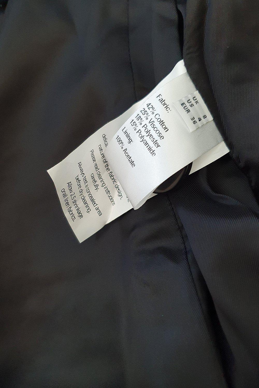 AIDEEN BODKIN Black Rosa Cotton Blend Waffle Long Coat for Women - UK Size 8 | Stylish Winter Outerwear for Casual & Formal Occasions