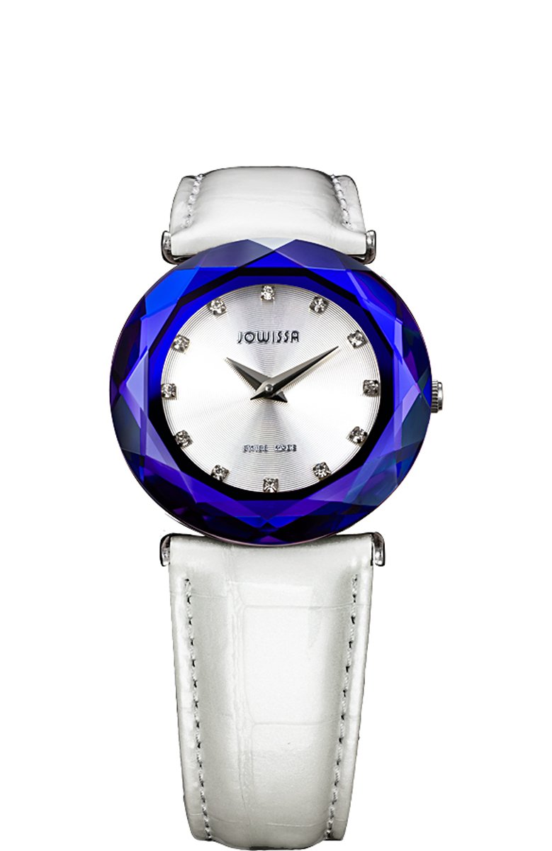 Jowissa Women's J1.010.M Safira 99 Silver Dial Blue Faceted Sapphire Bezel Watch - Elegant Swiss Timepiece for Business, Party & Special Occasions