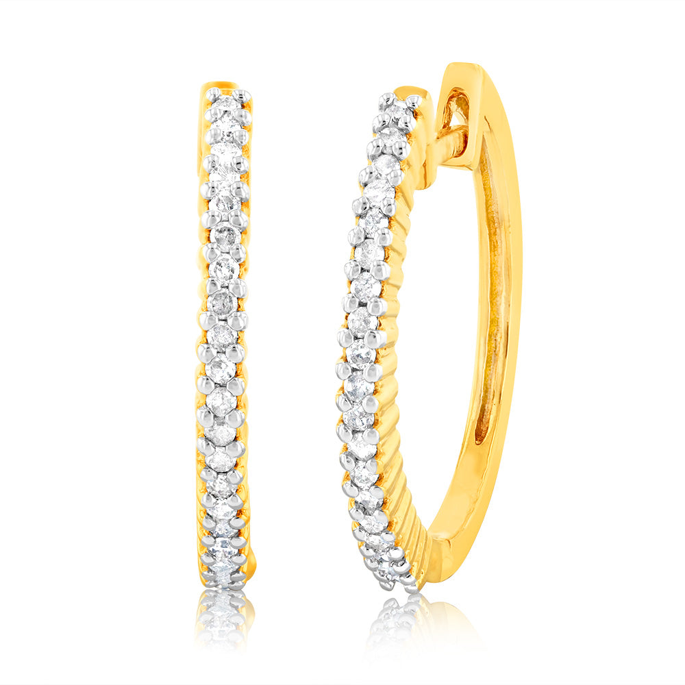 1/4 Carat Diamond Hoop Earrings in 14K Gold Plated Sterling Silver - Elegant Everyday Jewelry for Women, Perfect for Work, Date Night & Special Occasions