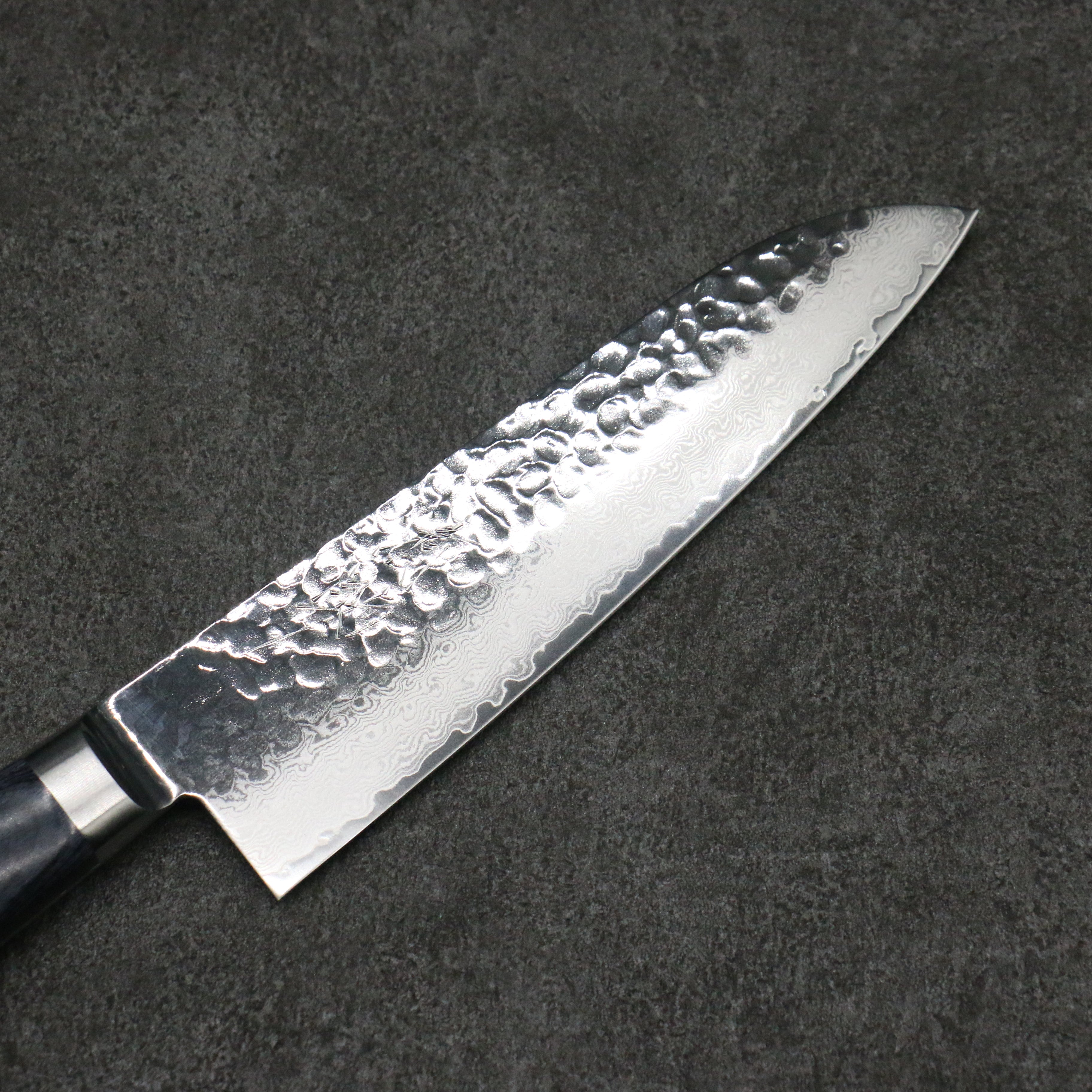 Premium Seisuke Seiun VG10 33-Layer Damascus Santoku Knife 180mm - Navy Blue Pakkawood Handle - Japanese Kitchen Knife for Slicing, Dicing & Chopping Vegetables, Meat & Fish