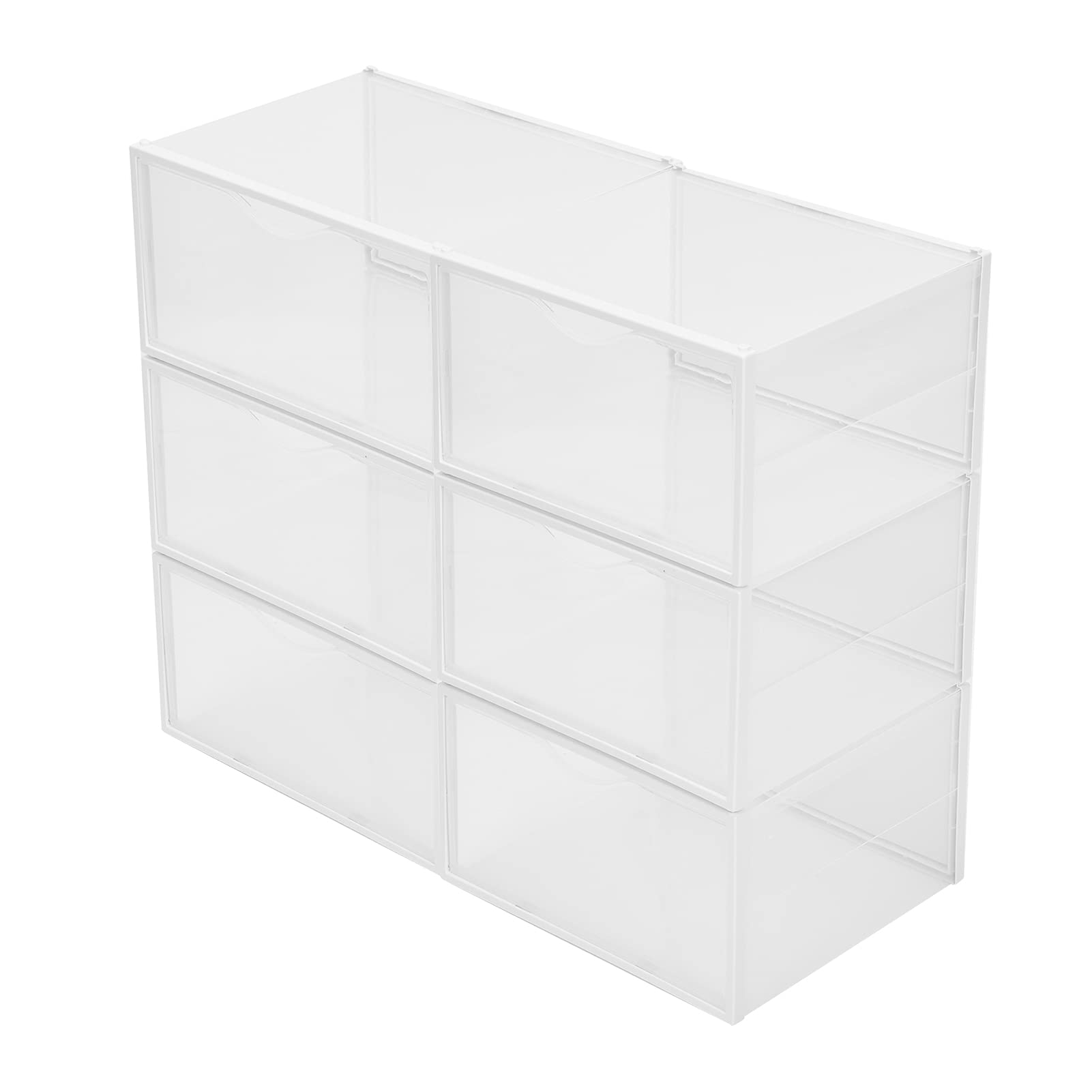 Clear Plastic Shoe Storage Boxes 6-Pack - Side Opening for Closet Organization