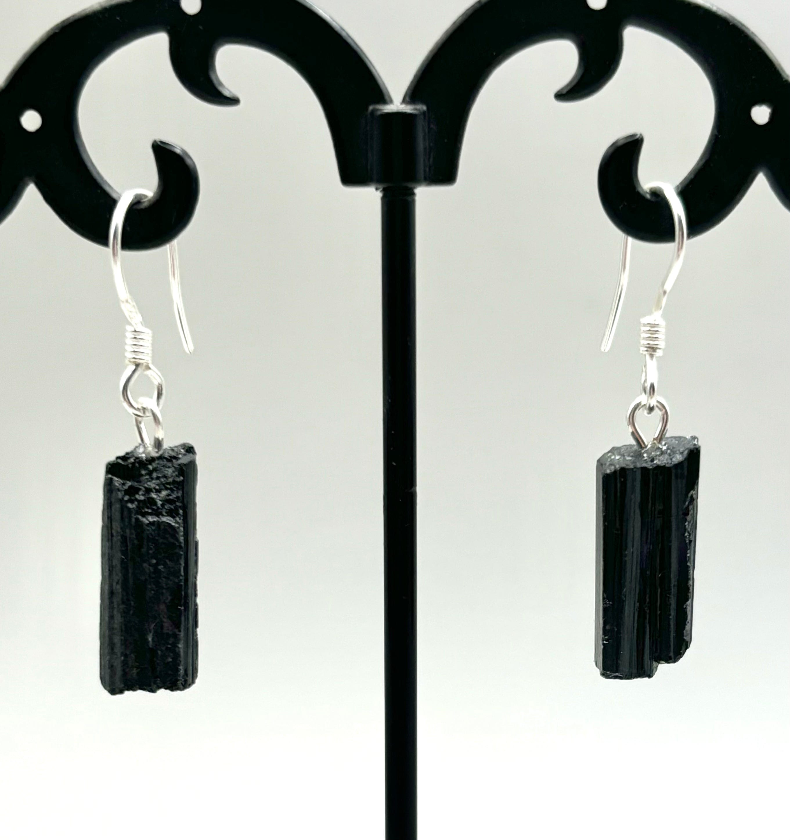 Black Tourmaline Sterling Silver Earrings for Women - Healing Crystal Jewelry for Protection & Positive Energy - Perfect for Meditation, Yoga & Everyday Wear