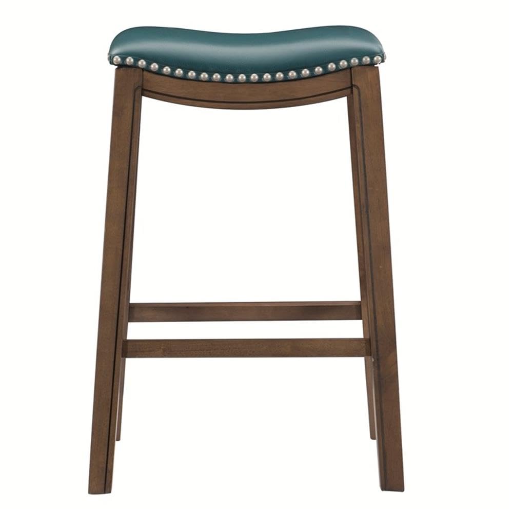 3-Pack Green Upholstered Faux Leather Backless Bar Stools Set - 29