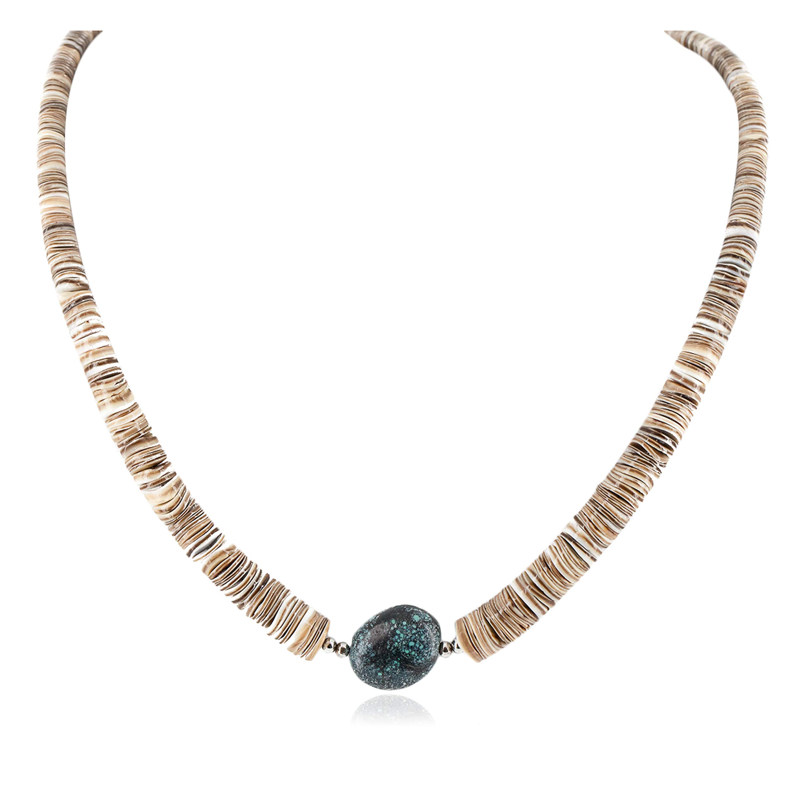 Authentic Navajo Sterling Silver Spiderweb Turquoise Necklace - Handcrafted by Loma Siiva | Certified Tag & Graduated Design | Perfect for Graduation Gifts, Native American Jewelry Collectors & Boho Fashion