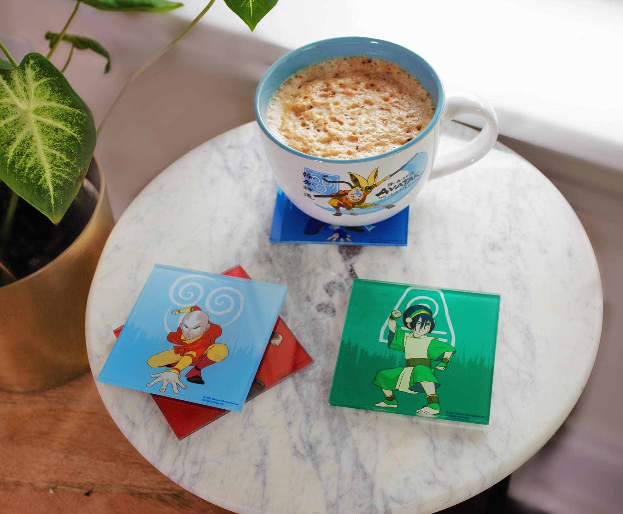 Avatar Airbender Glass Coasters Set of 4 - Anime Table Decor for Home & Bar