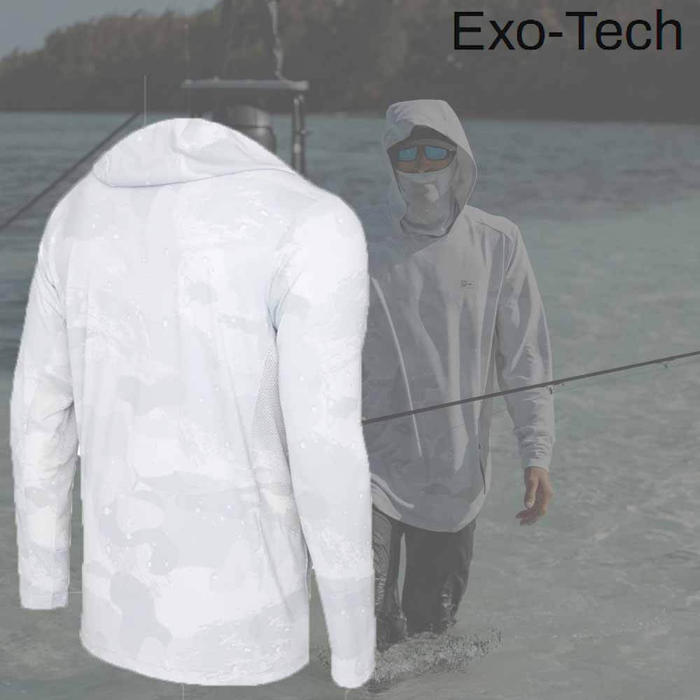 Pelagic Exo Tech Brush Camo Light Gray Performance Shirt - Moisture Wicking, Quick Dry Fishing & Outdoor Shirt for Hiking, Hunting, and Adventure Activities