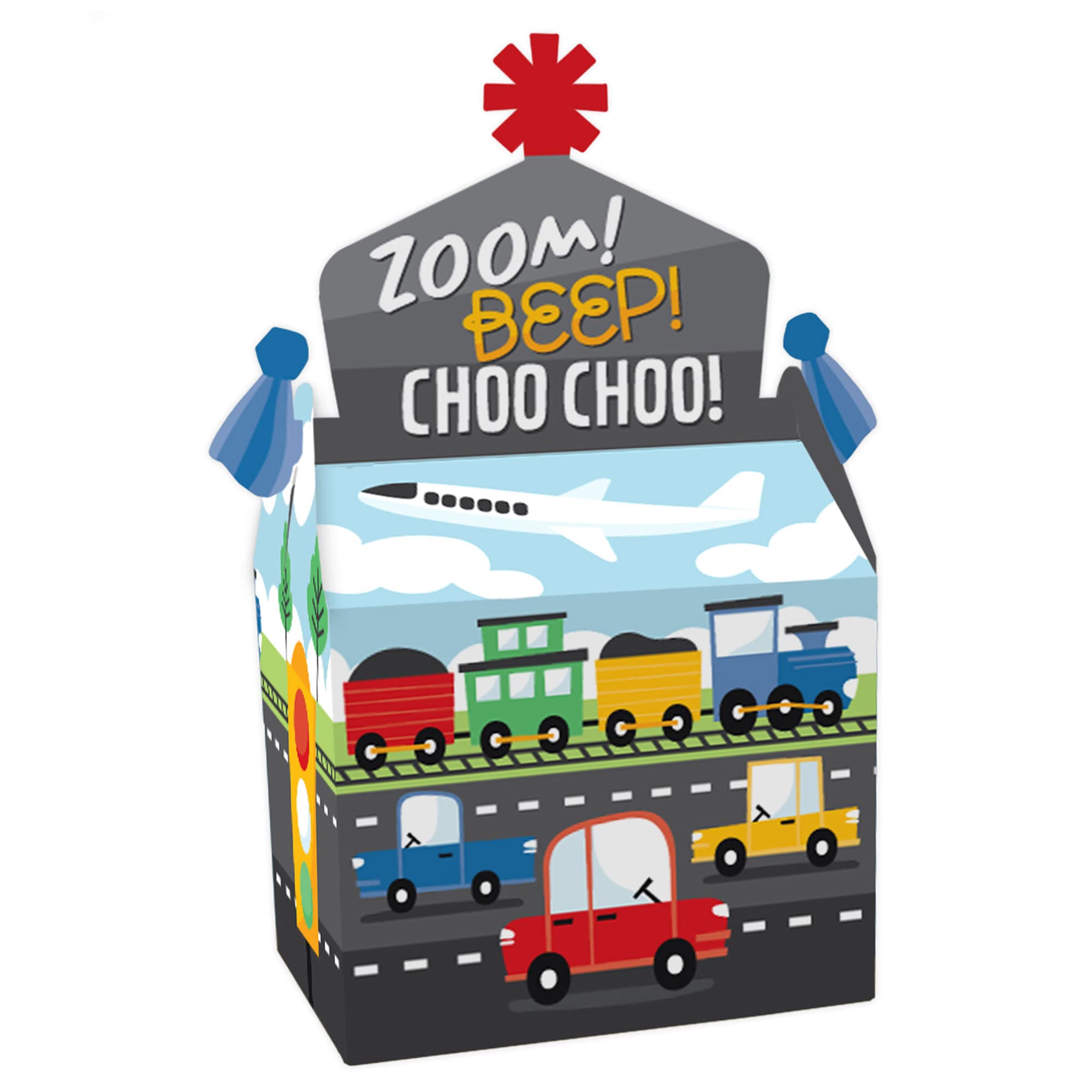 Big Dot of Happiness Transportation Party Favors - 12-Pack Cars, Trains & Airplanes Themed Treat Boxes for Kids Birthday Parties, Baby Showers & School Events
