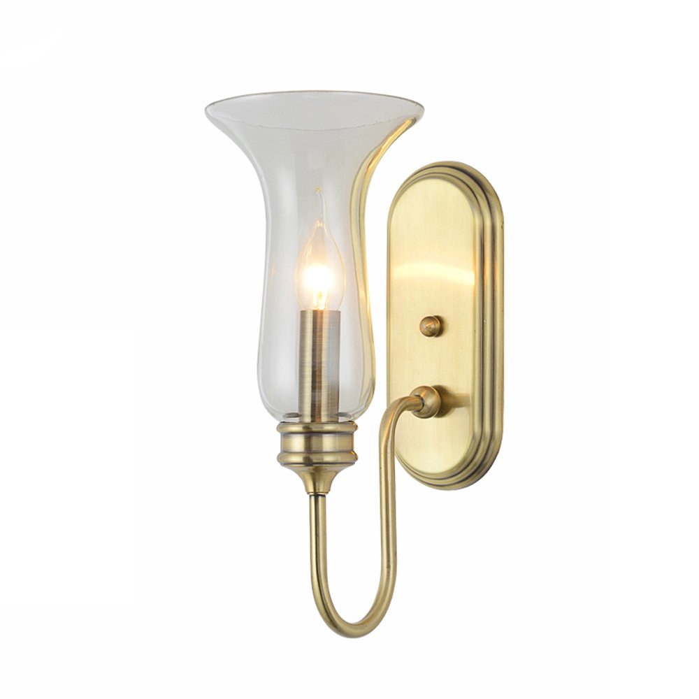 Vintage European Glass Shade Wall Sconces - Rustic Bronze Base Corridor Lighting Fixtures for Bedroom, Hallway & Balcony | Elegant Ambient Lighting for Home Decor