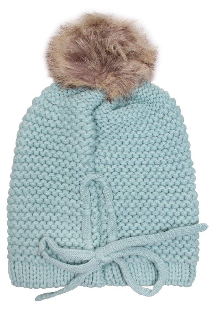 Women's Faux Fur Pom Pom Adjustable Slouchy Beanie Hat - Winter Warm Knit Skull Cap for Cold Weather, Outdoor Activities & Fashion Accessories