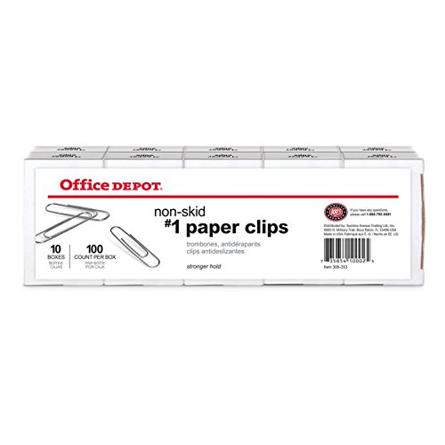 Office Depot Silver Paper Clips - 100 Pack for Office & School Use