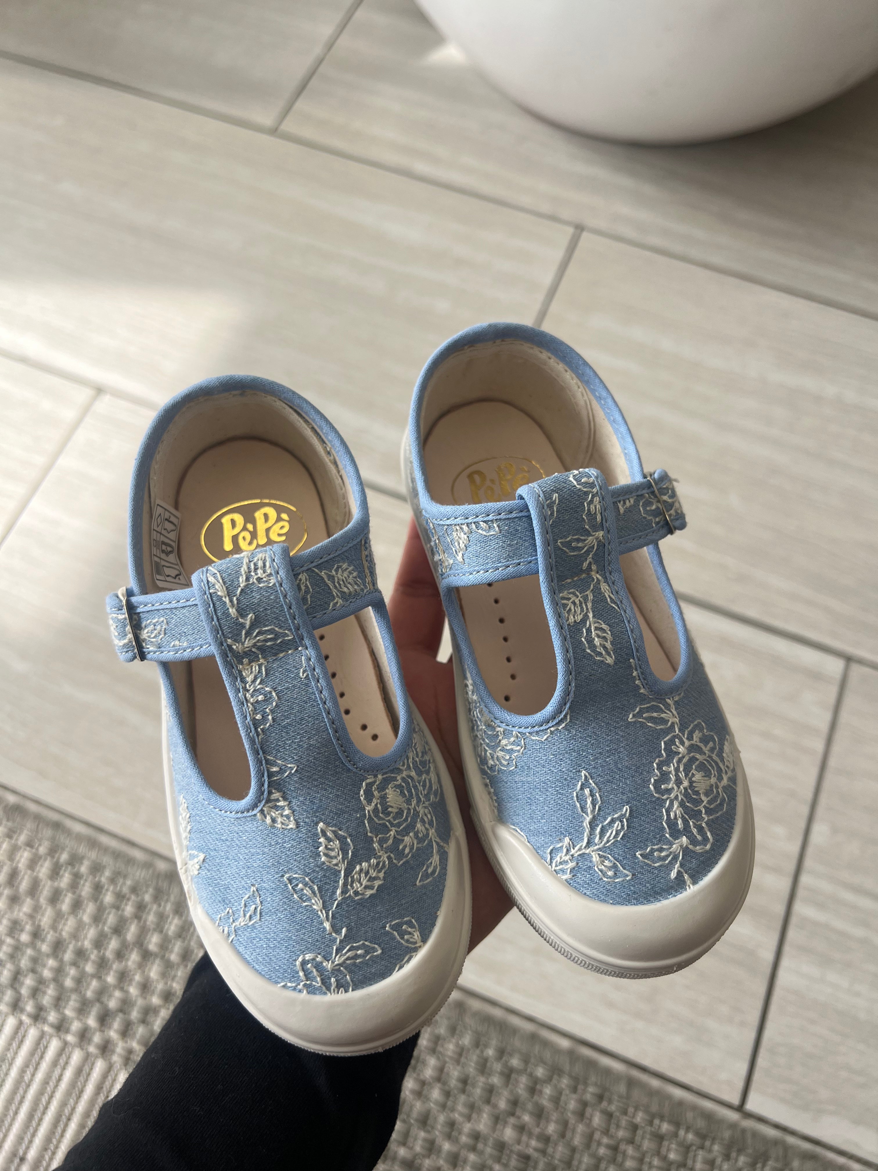Pepe Celeste Embroidered T-Strap Sneakers for Women - Fashionable Comfortable Casual Shoes for Walking, Running & Everyday Wear | Perfect for Work, Travel & Outfits