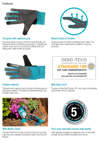 Gardena Gardening Gloves - Durable & Comfortable for Planting, Pruning & Yard Work - Perfect for Garden Maintenance & Landscaping