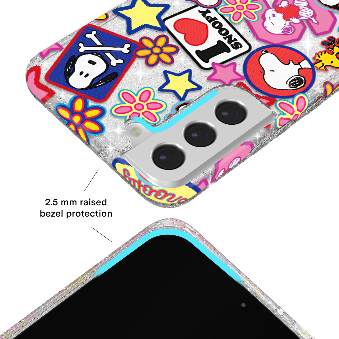 Snoopy Glitter Patchwork Phone Case for Samsung Galaxy - Cute Cartoon Protective Cover for Daily Use & Gift Giving