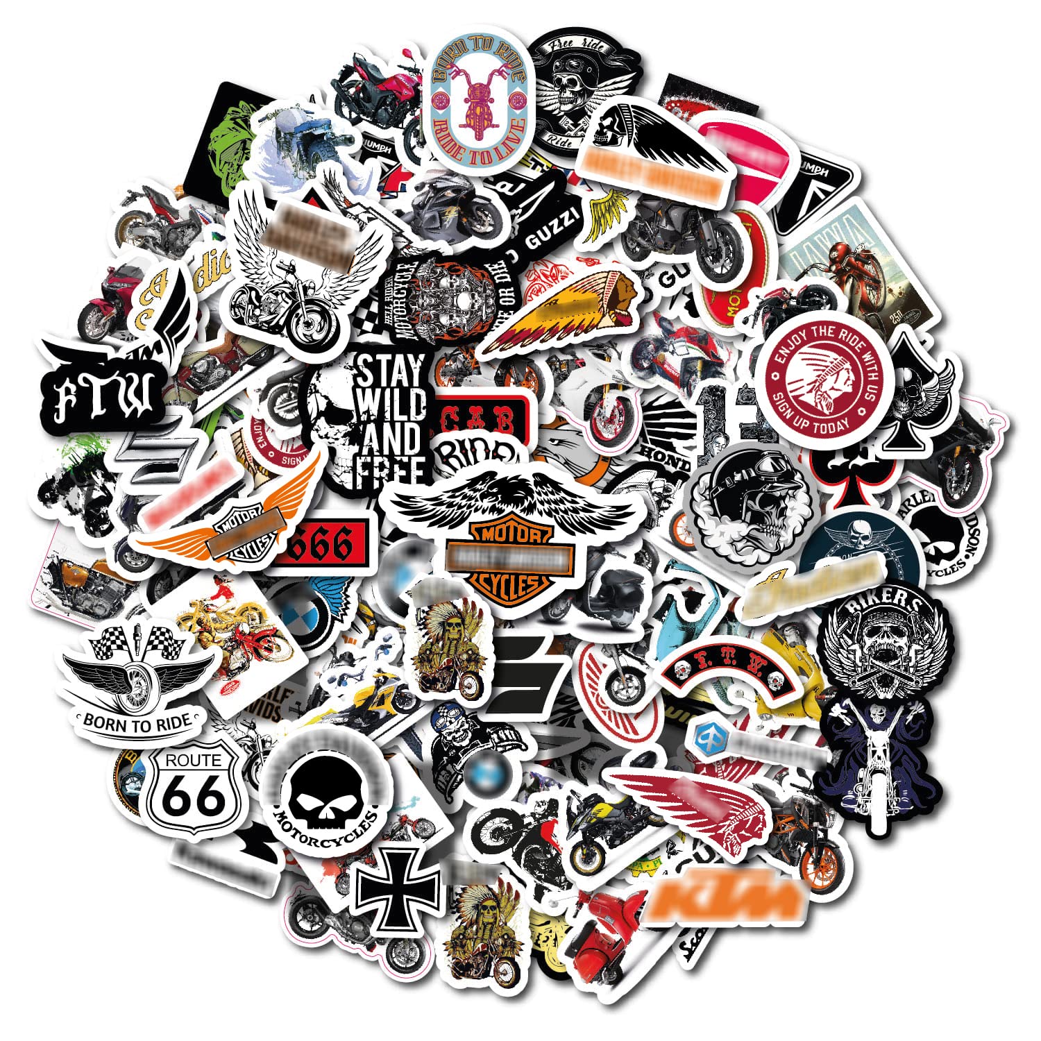 BulbaCraft 179 Pcs Motorcycle Stickers Set - Premium Vinyl Decals for Bikes, Helmets & Gear | Waterproof, High-Adhesion Brand Stickers for Men & Women | Perfect for Motorcycle Enthusiasts & DIY Customization