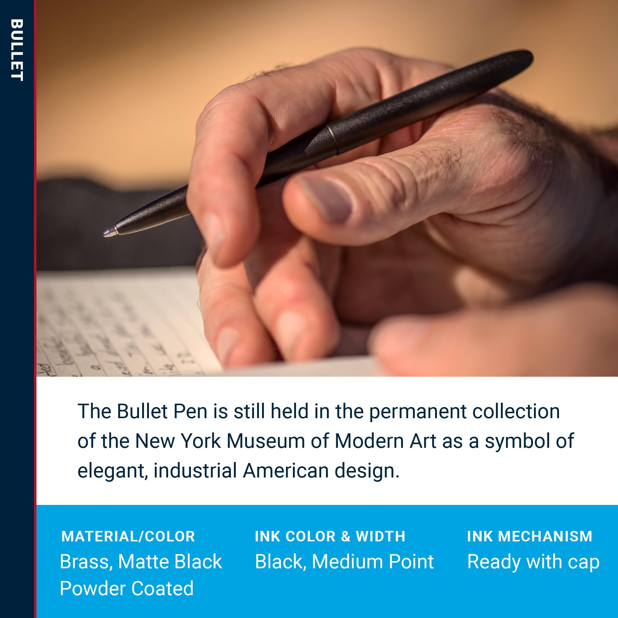 Fisher Space Pen Bullet Pen - Matte Black Brass Ballpoint with Black Ink (Gift Box Included) | Perfect for Outdoor Adventures, Travel & Everyday Carry