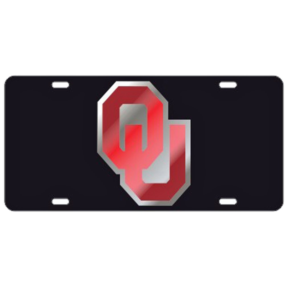 Oklahoma Sooners Black with Red OU Laser Cut License Plate - Perfect for OU Fans, Alumni, and Sooners Supporters to Show Team Pride on Cars, Trucks, and Tailgating