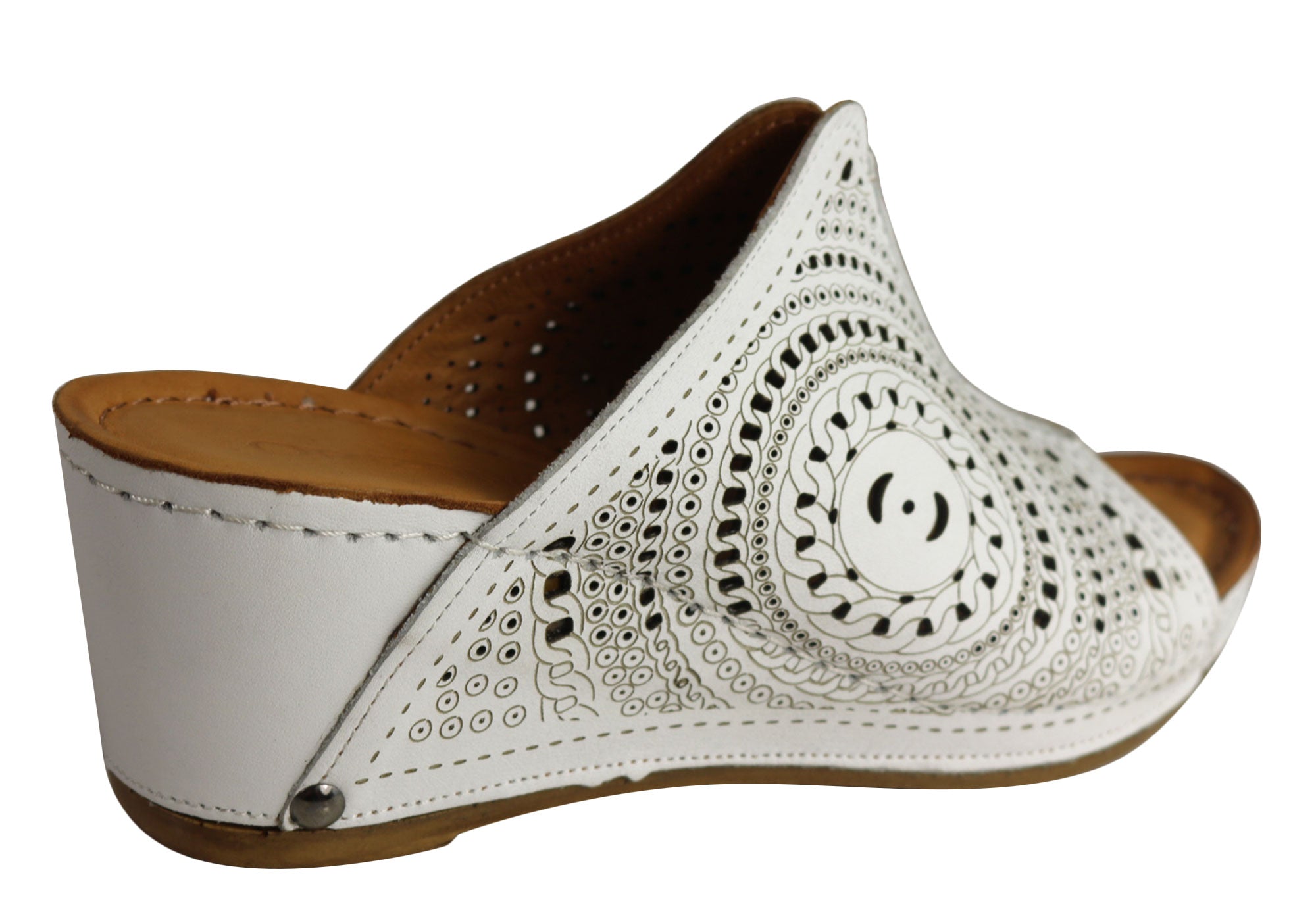 Orizonte Dora Women's Comfortable Leather Wedge Slide Sandals | European Style Summer Casual Shoes for Beach, Vacation & Everyday Wear