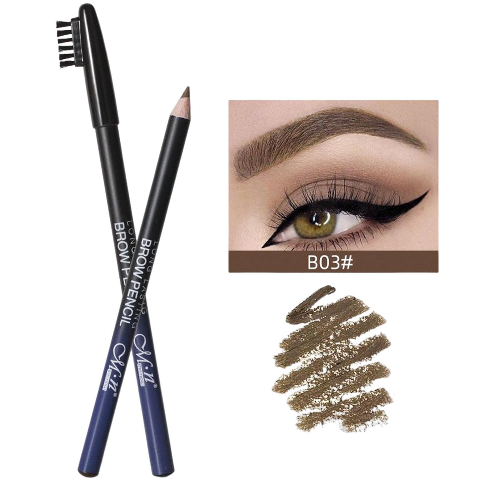 Waterproof & Smudge Proof Eyebrow Pencil with Brush - Long Lasting Eyebrow Definer for Women, Natural Look for Daily Makeup & Special Occasions