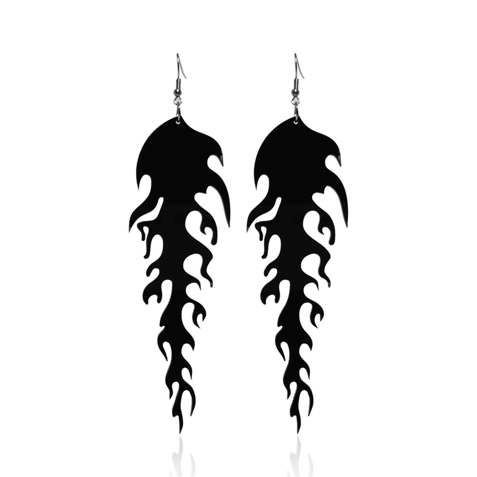 Transparent Acrylic Flame Dangle Earrings - Colorful Punk Rock Hip Hop Jewelry for Women & Girls | Perfect for Concerts, Parties & Gothic Fashion