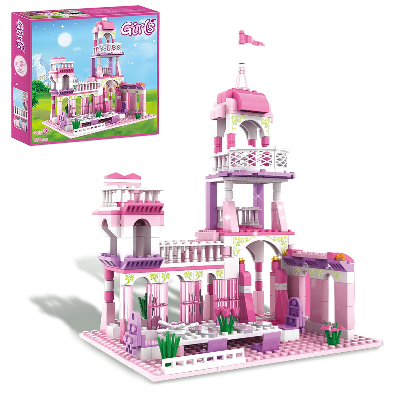 Princess Castle Building Blocks Set - 254 PCS Pink Palace & King's Banquet Bricks | STEM Educational Construction Toys for Girls Ages 6-12 | Creative Play, Birthday Gifts & Party Favors for Kids