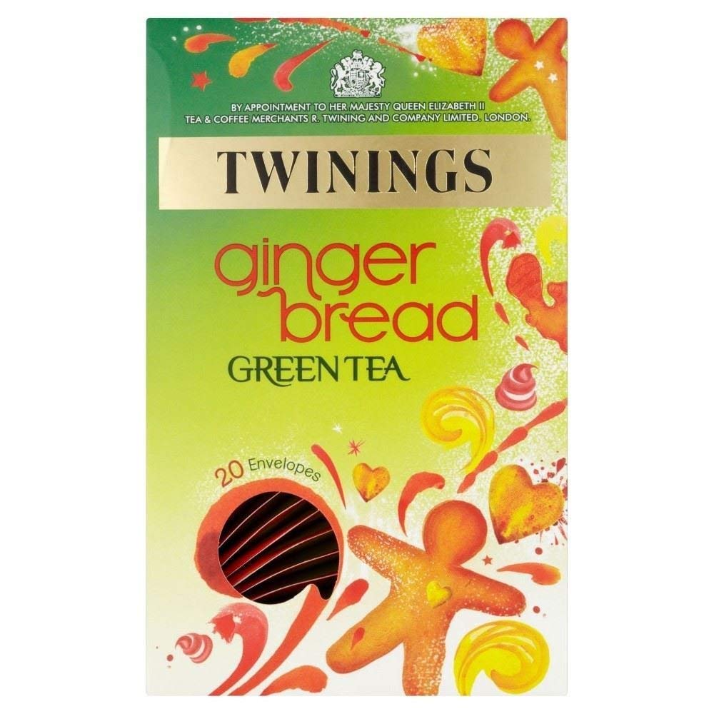 Twinings Green Gingerbread Tea Bags (20 Count) - Premium Holiday Herbal Tea for Christmas, Winter Warmth & Cozy Evenings