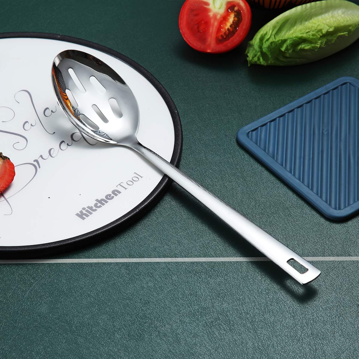 Berglander Stainless Steel Slotted & Basting Spoon - Heat Resistant, Non-Stick Cooking Utensil - Dishwasher Safe & Easy to Clean - Perfect for Frying, Grilling & Serving Pasta, Soup & Sauces
