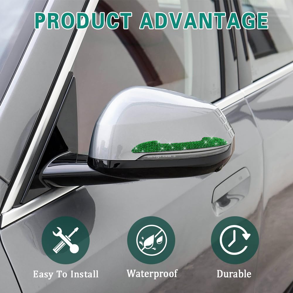 Deemars 4PCS Bling Rhinestone Car Door Handle Protectors - Scratch Resistant Stickers, Side Mirror Anti-Collision Strips & Door Edge Guards - Universal Car Accessories for Women & Men - Perfect for Luxury Cars, Daily Commuting & Vehicle Protection