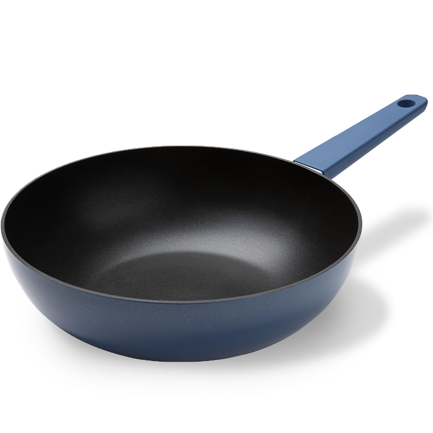 Dr.HOWS Allday 12-Inch Nonstick Wok Pan - PFOA/PFOS Free Stir Fry Pan with Heat-Resistant Bakelite Handle - Works on Gas, Induction, Ceramic & Electric Stoves - Bijou Blue - Perfect for Asian Cooking, Stir Frying & Healthy Meal Prep