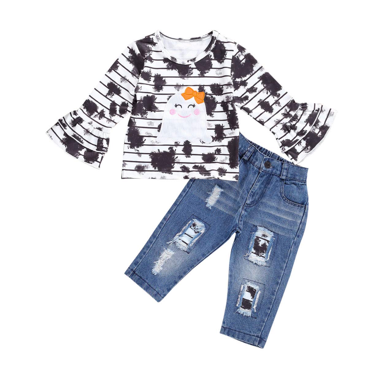 Adorable Toddler Baby Girl Summer Outfits - Sleeveless Ruffle Top & Ripped Denim Shorts Set with Headband | Cute Playtime & Beach Vacation Outfits for Little Girls