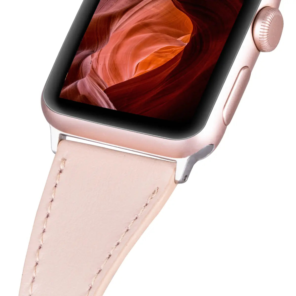 Slim Nude Leather Double Tour Strap for Apple Watch - Stylish & Comfortable Replacement Band for Workouts, Office & Everyday Wear