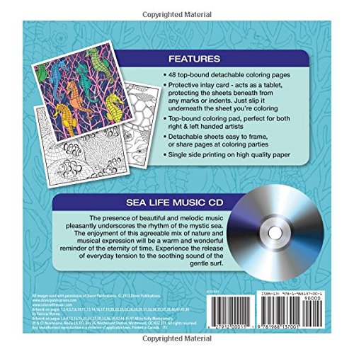 Sea & Ocean Life Adult Coloring Book with Relaxing Music CD - Stress Relief & Mindfulness Coloring for Adults | Perfect for Meditation, Art Therapy & Relaxation at Home