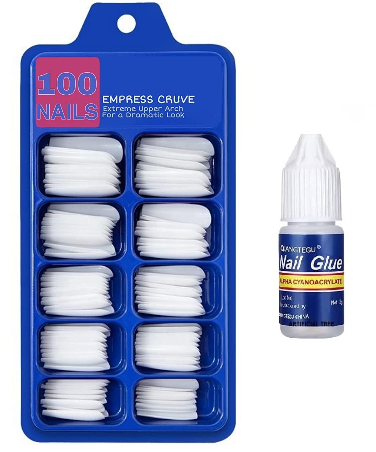100PCS Fake Nails with Glue - Long Lasting Press on Nails Kit - Full Cover Artificial Nails for Manicure, Salon & Party - Acrylic Nails for Women & Girls - Perfect for Weddings, Date Nights & Special Occasions