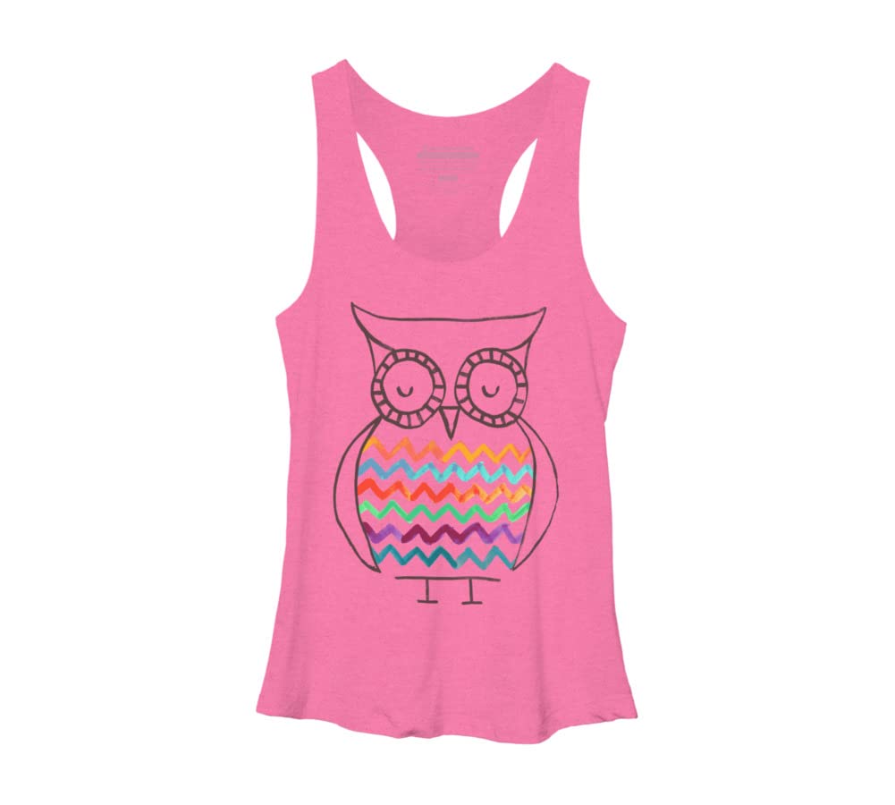 Design By Humans Women's Preppy Owl Graphic Racerback Tank Top - Cute Casual Summer Tops for Women - Perfect for Beach Outings, Music Festivals & Everyday Wear