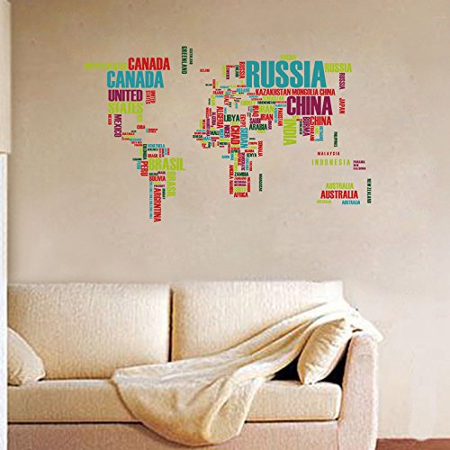 Country Names World Map Wall Sticker - Decorative Vinyl Decal for Home, Office & Classroom Decor | Perfect for Geography Learning & Travel Inspiration