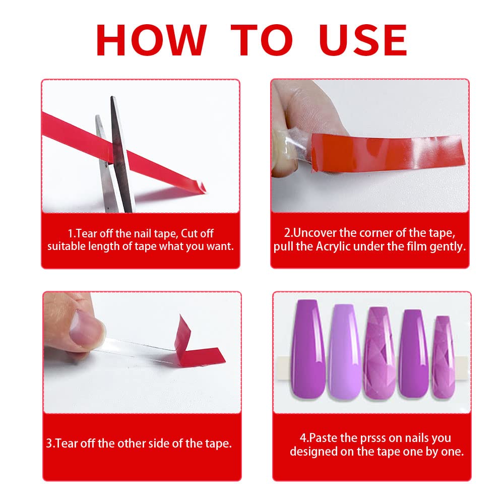 Strong Double Sided Tape for Press on Nails - 2 Rolls Heavy Duty Adhesive Mounting Tapes | Perfect for Nail Art, DIY Crafts & Home Decor Projects