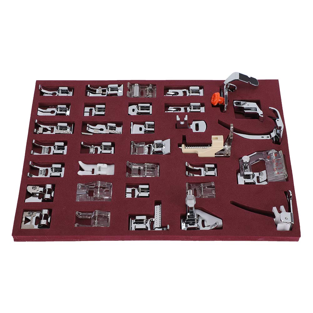Professional Sewing Machine Presser Foot Set - 32PCS Universal Presser Feet for Household & Industrial Sewing Machines | Perfect for Quilting, Embroidery, Denim & Leather Sewing Projects